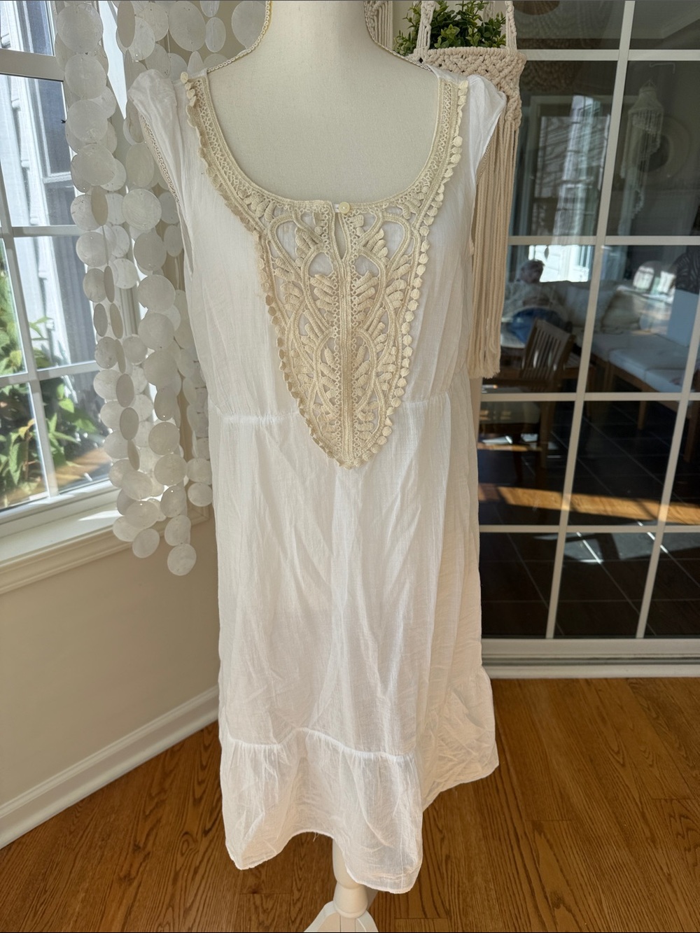 Women’s Sonoma Cotton Cream Crochet-Detail Sleeveless Dress